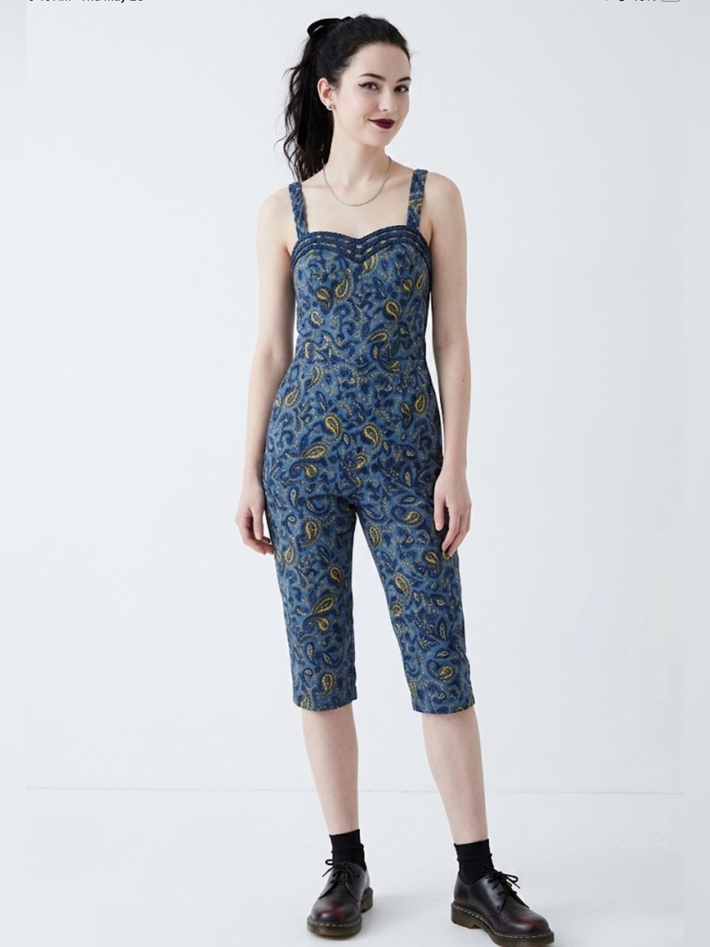 Anthropologie Cartonnier Floral capri Jumpsuit - Blue & Yellow - Size 6 - NWT